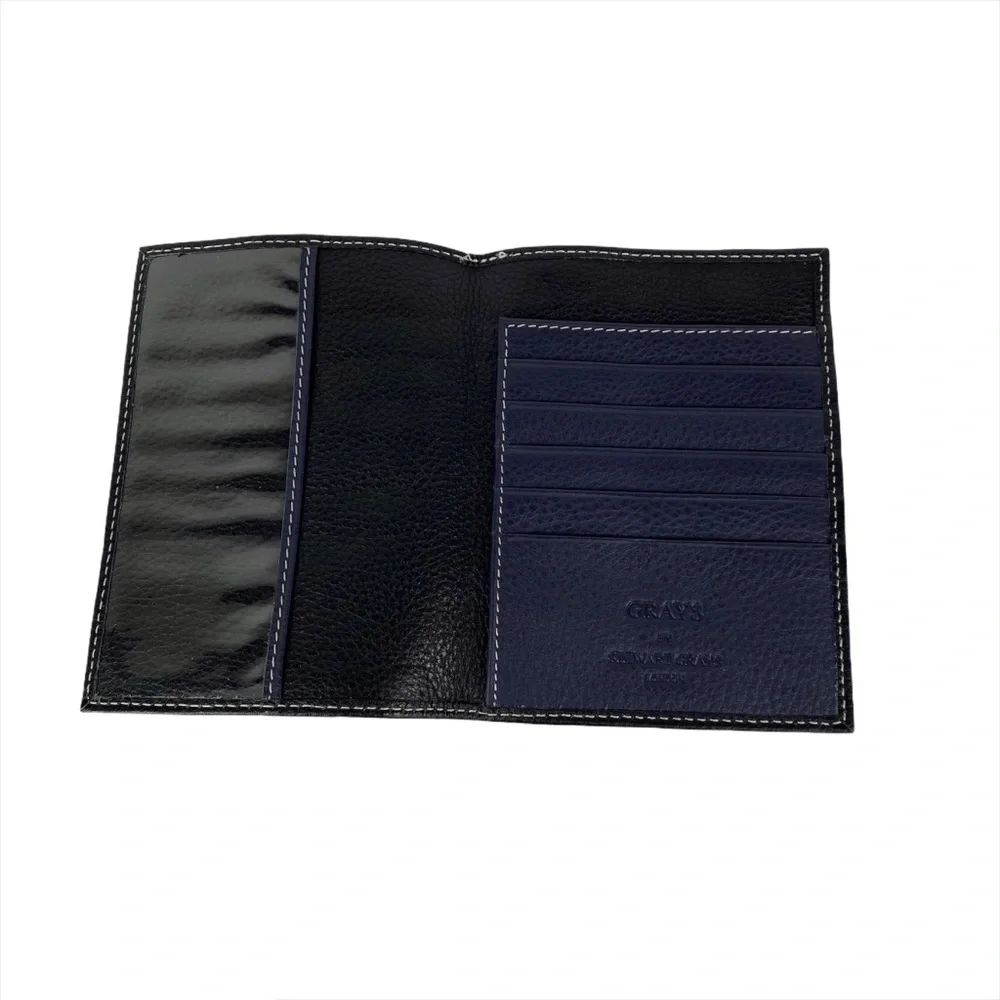 Grays - Stuart Grays of London leather passport cover NWOT black & purple unisex